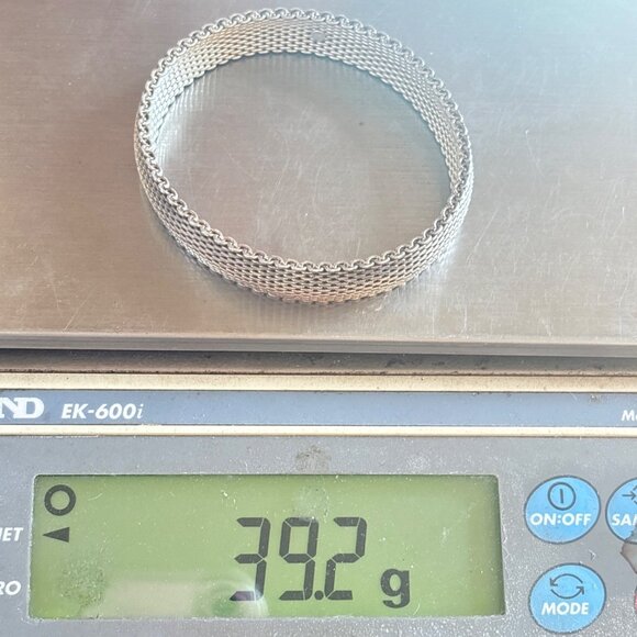 VTG Solid Sterling Silver 925 Heavy Mesh Link Chain Bracelet Size 7.5" Fit - Picture 9 of 9